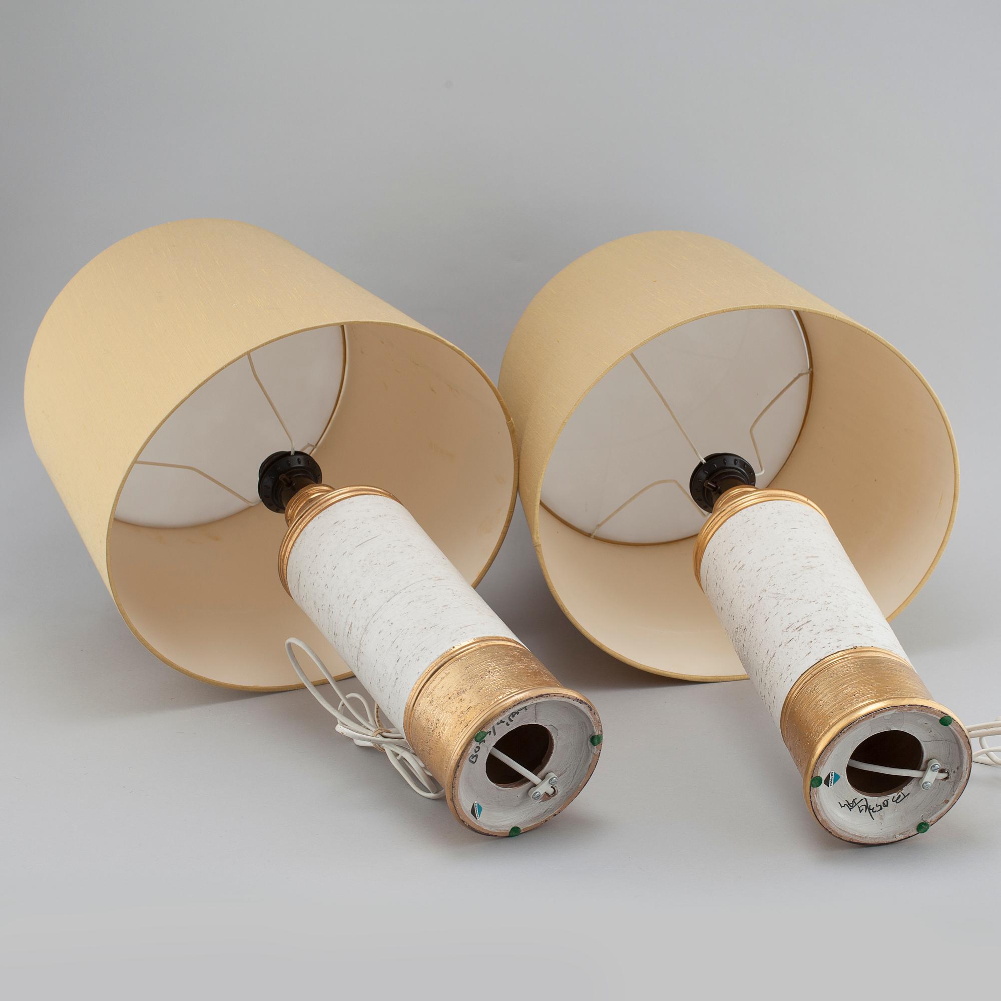 A pair of 1960/70s stoneware table lamps by Bitossi for Bergboms.
