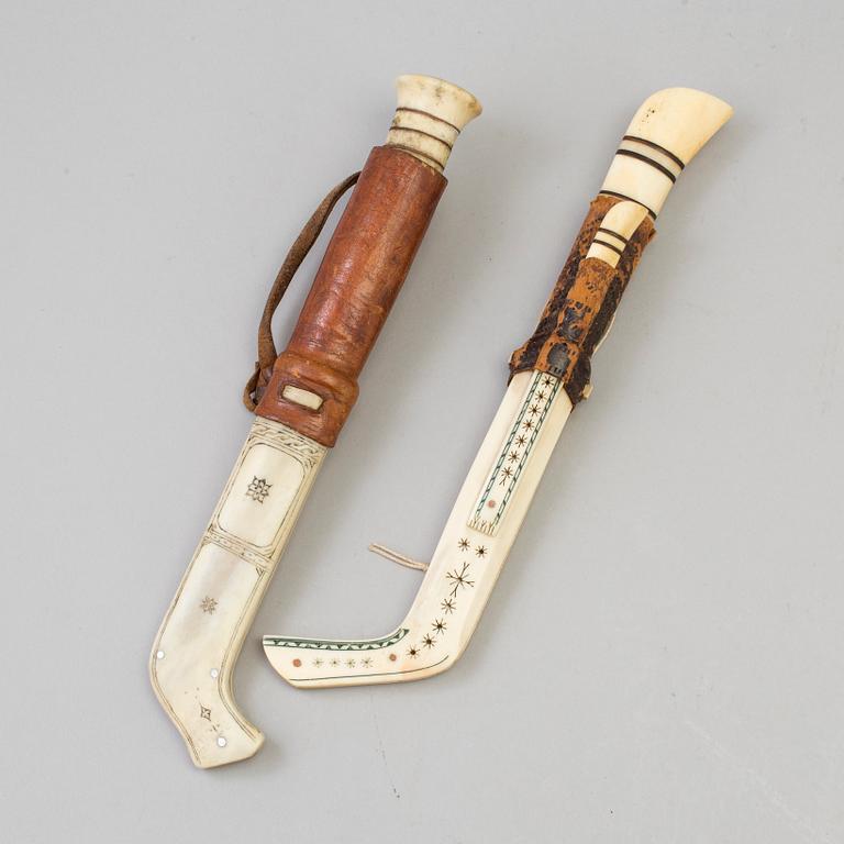 Three 20th century Sami reindeer horn knives.