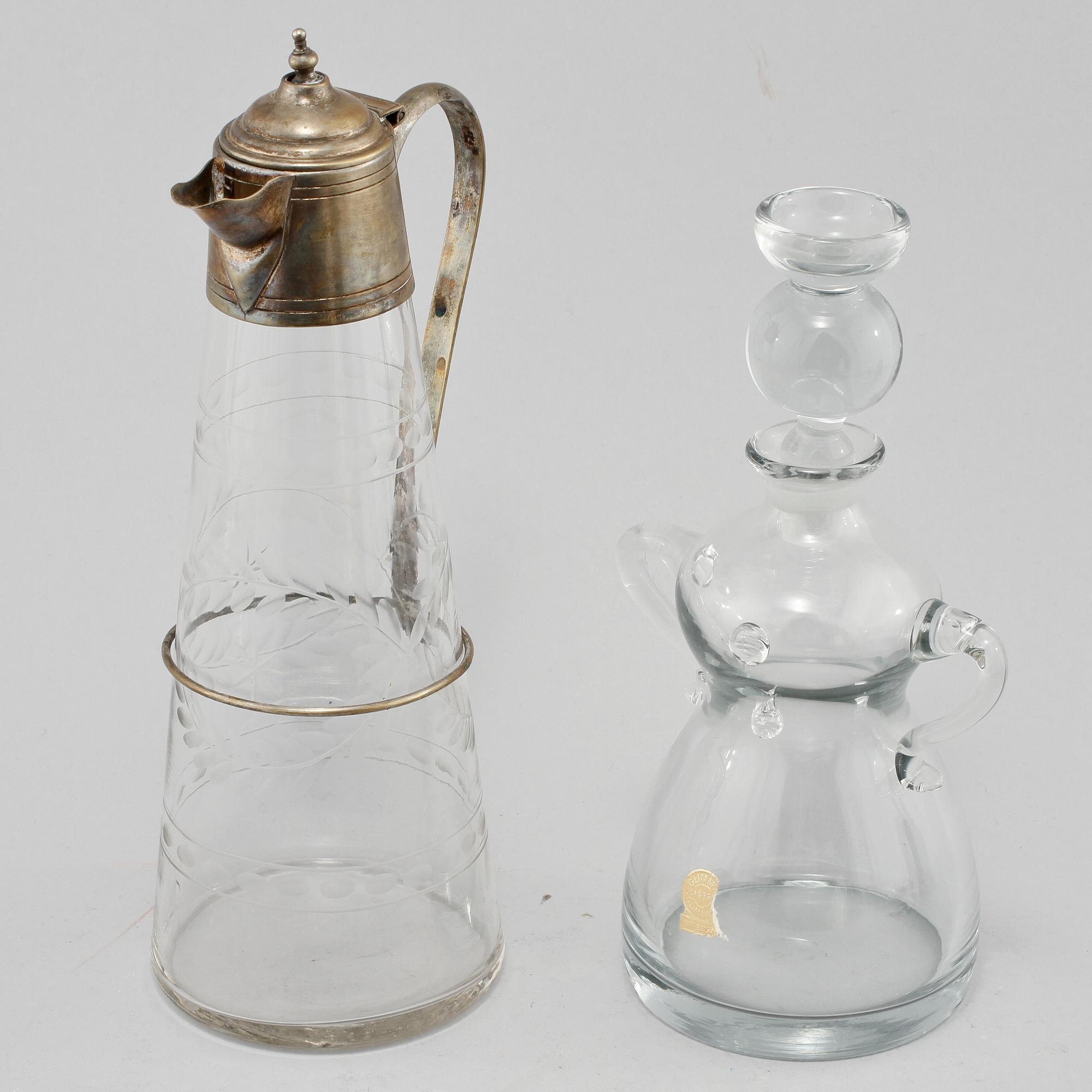 KARAFFER, 3 st, glas, 1900-tal.