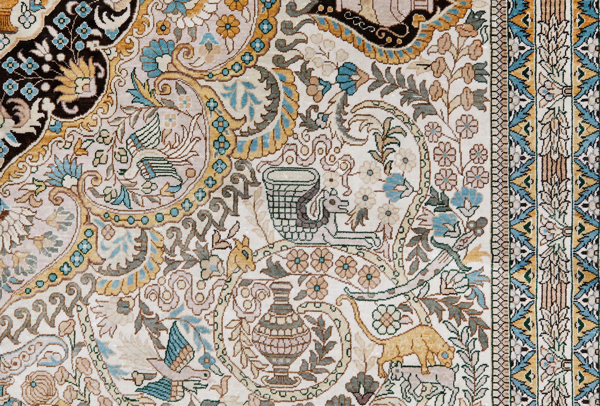 A pictoral orientalisk rug, ca 246 x 156 cm.