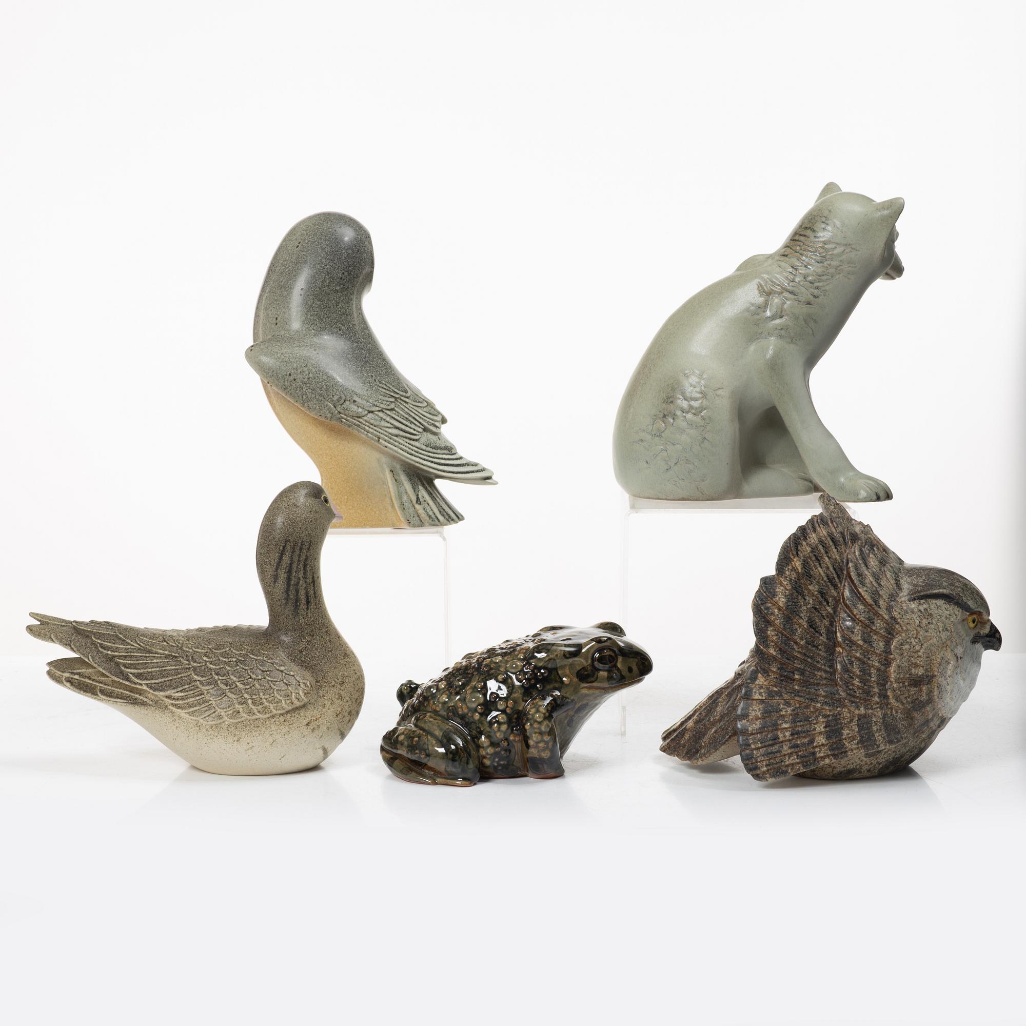 Paul Hoff, Figurines, 5 pieces, Gustavsberg for NK, Nordiska Kompaniet in collaboration with WWF.