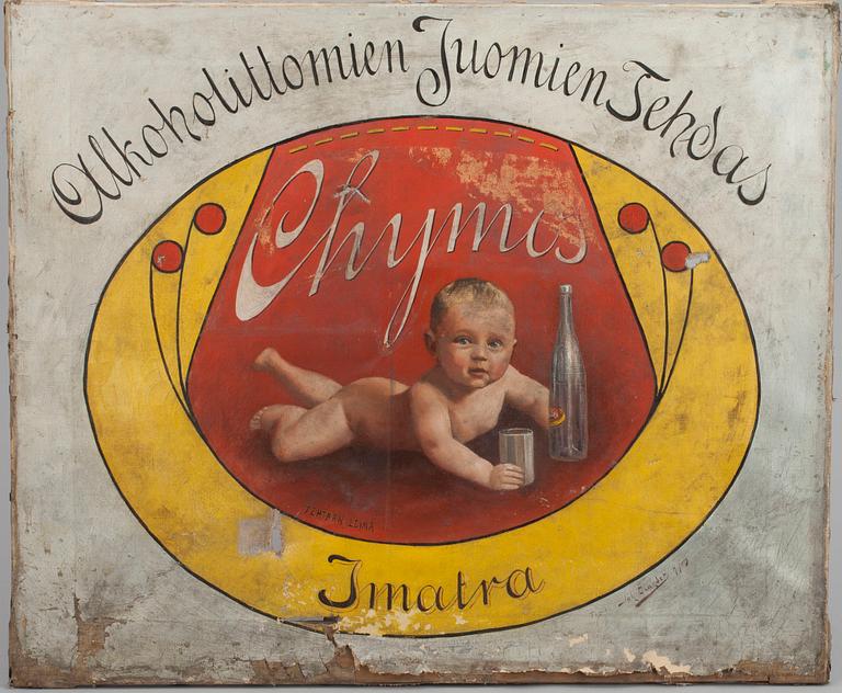 JOHAN VILHELM ÖLANDER (SVERIGE)/REKLAMTAVLA, olja på duk, signerad.