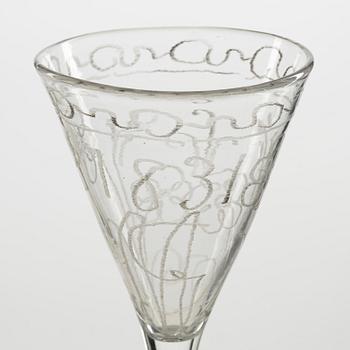 A set of three Swedish wine glasses, 18th/19th century.