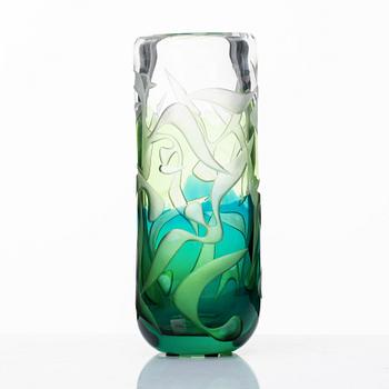 Vicke Lindstrand, a unique blasted glass vase, Kosta, Sweden 1950-60-s.