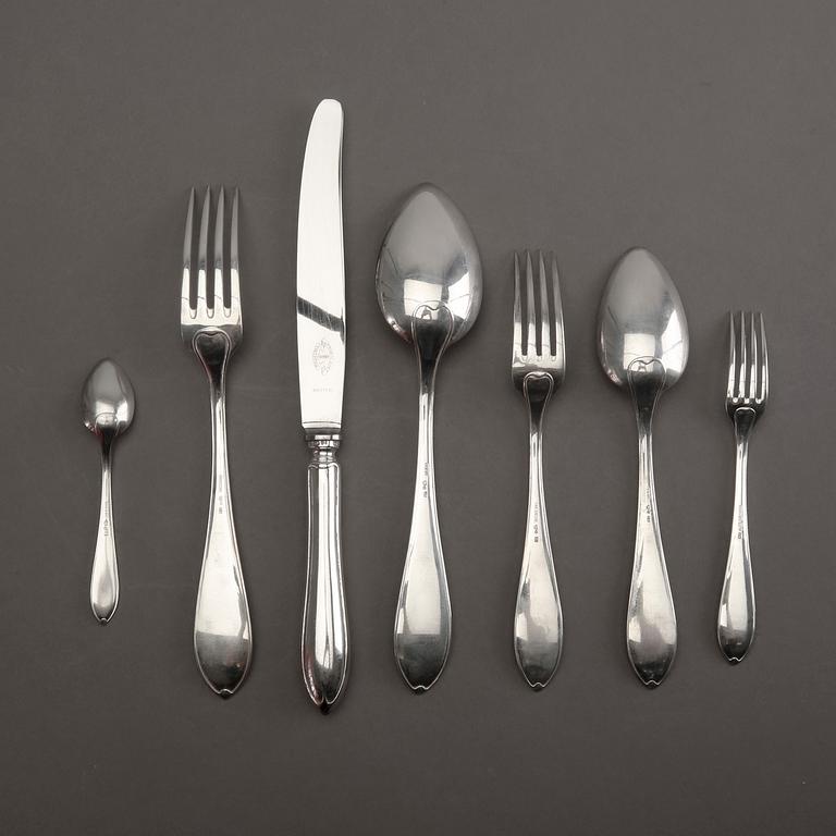 A 20th century set of 95pcs silver cutlery "Svensk Spets" mark of GAB Uppsala 1920s, total weight 4400 gr.