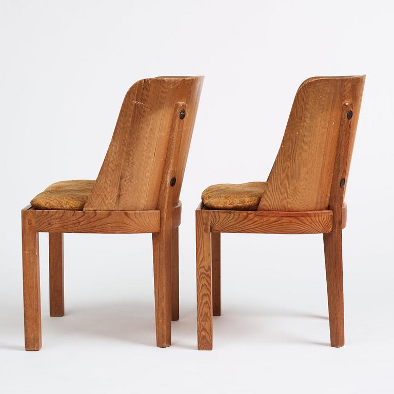 Axel Einar Hjorth, a pair of stained pine 'Lovö' chairs, Nordiska Kompaniet, Sweden 1930s.