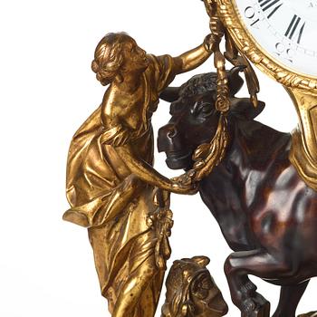 A Louis XV-style late 19th century mantel clock.
