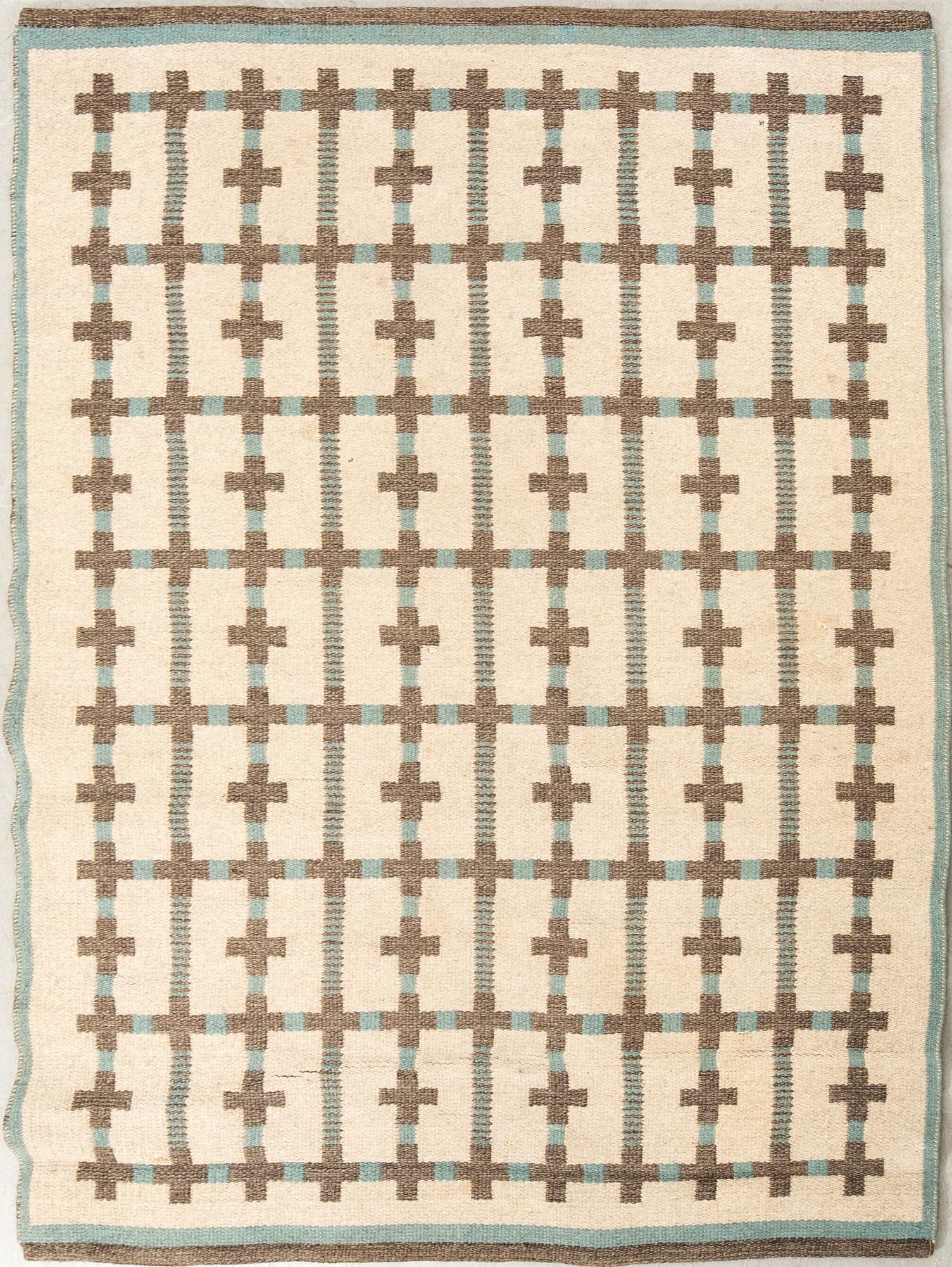 Rug double-sided Swedish Modern mid-20th century, approximately 195x144 cm.