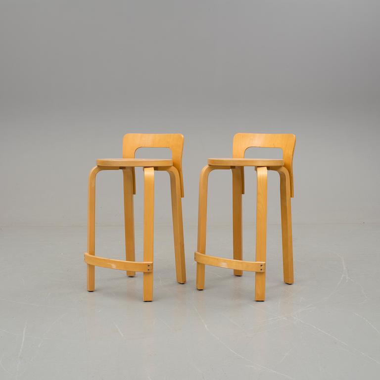 ALVAR AALTO, barstolar, ett par, "K65", Artek. Modellen formgiven 1935.