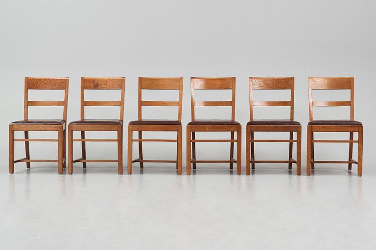 Oscar Nilsson, attributed to, a set of eight chairs (6+2), likely executed at Isidor Hörlin AB, Stockholm in the 1930s-40s.