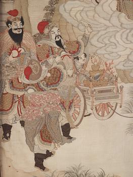 A kesi silk 'Immortals' panel, Qing dynasty, 19th 
century.