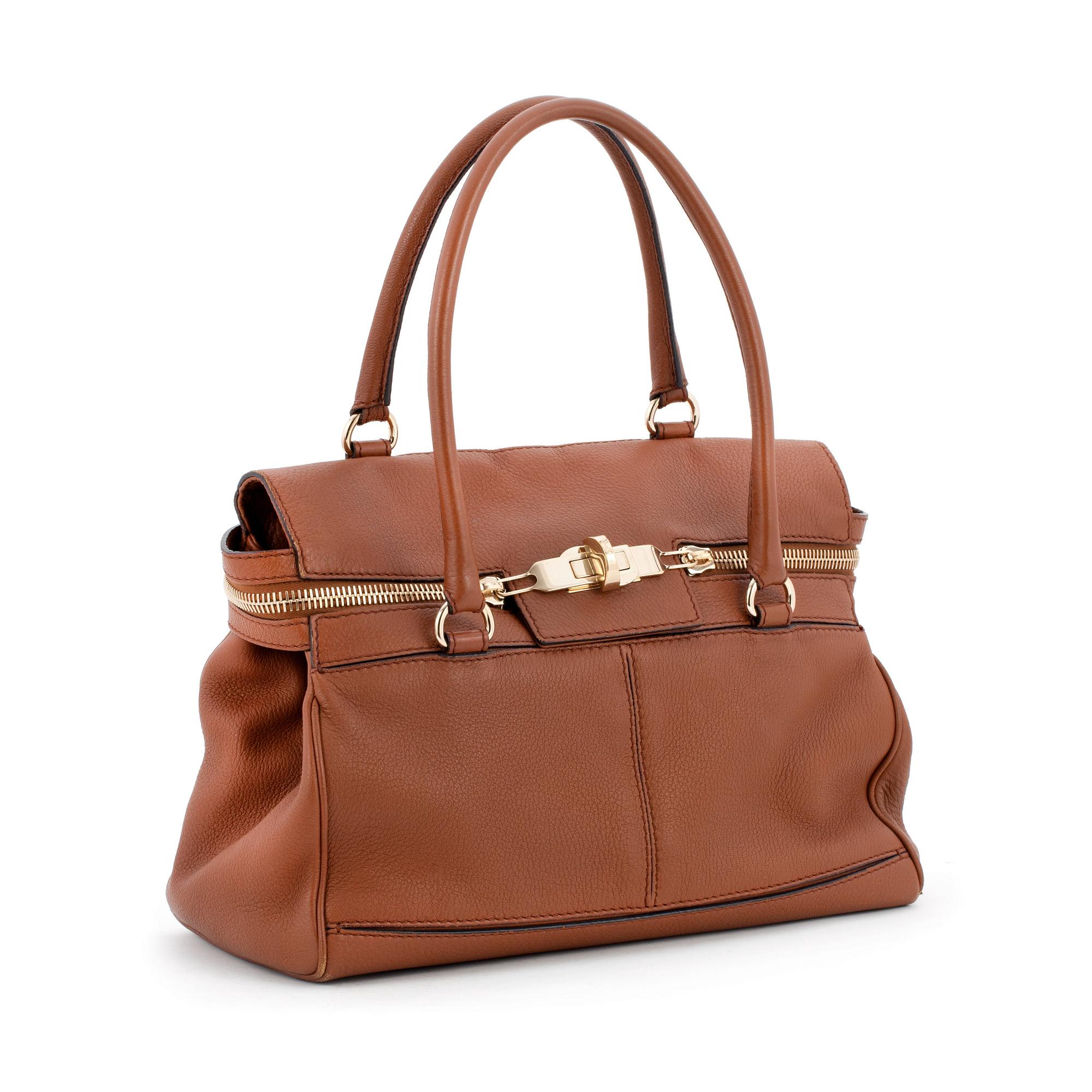 MAX MARA, a brown leather shoulder bag.