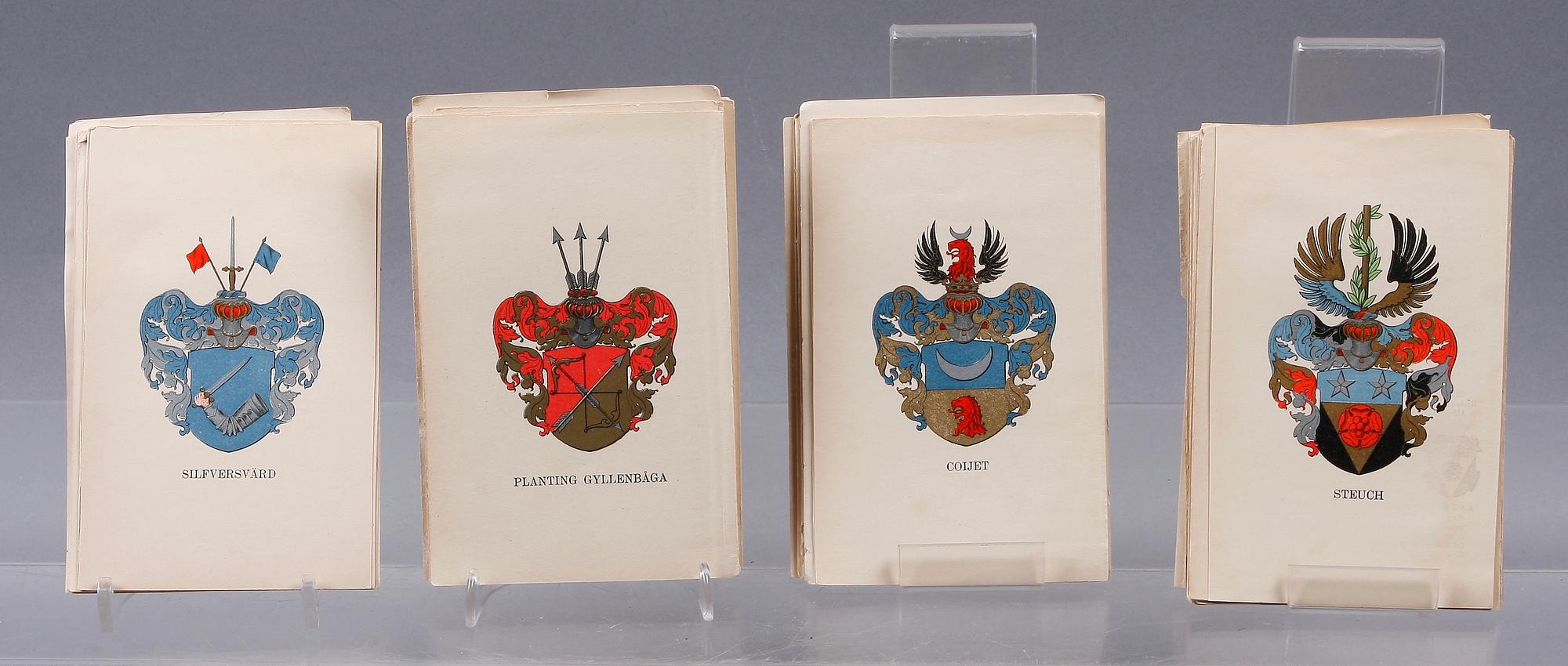 TRYCK MED HERALDISKA MOTIV, 65 st, Sverige tidigt 1900-tal.