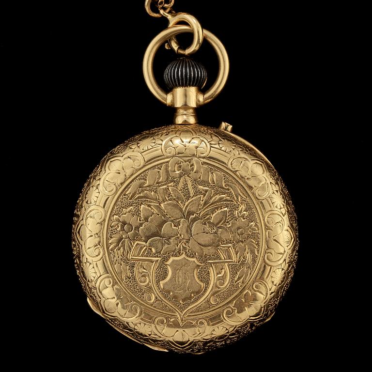 FICKUR, 18k guld. Vikt 40 g.