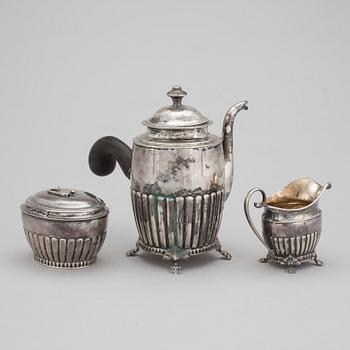 KAFFESERVIS 3 delar, silver, J. Grönroos, Kristianstad 1943. Vikt ca 502 gram.