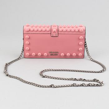 A Prada leather mini bag " Cahier" with metal details and rivets. Marked "Prada Milano". Authenticity card included.