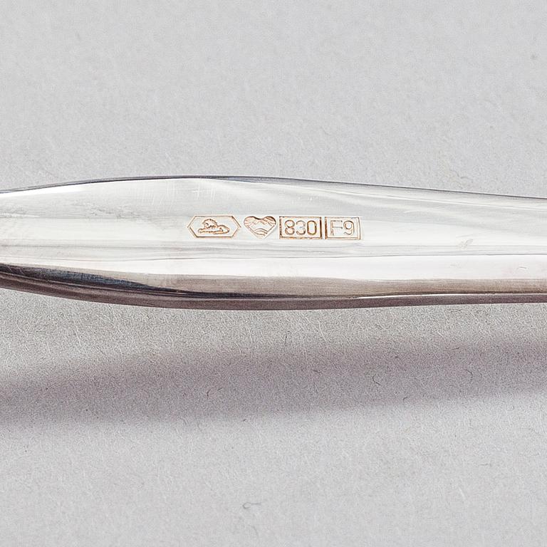 Tapio Wirkkala, Glasskedar, 6 st, "Tapio", silver. Kultakeskus, Tavastehus 2007.