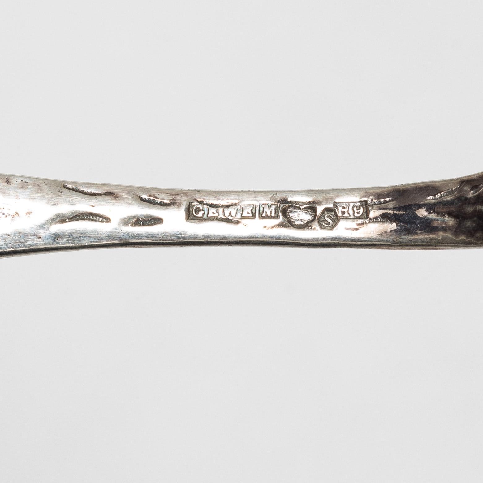 Bricka, fat samt bestick, 4 st, silver, bl a Gewe, Malmö 1966.