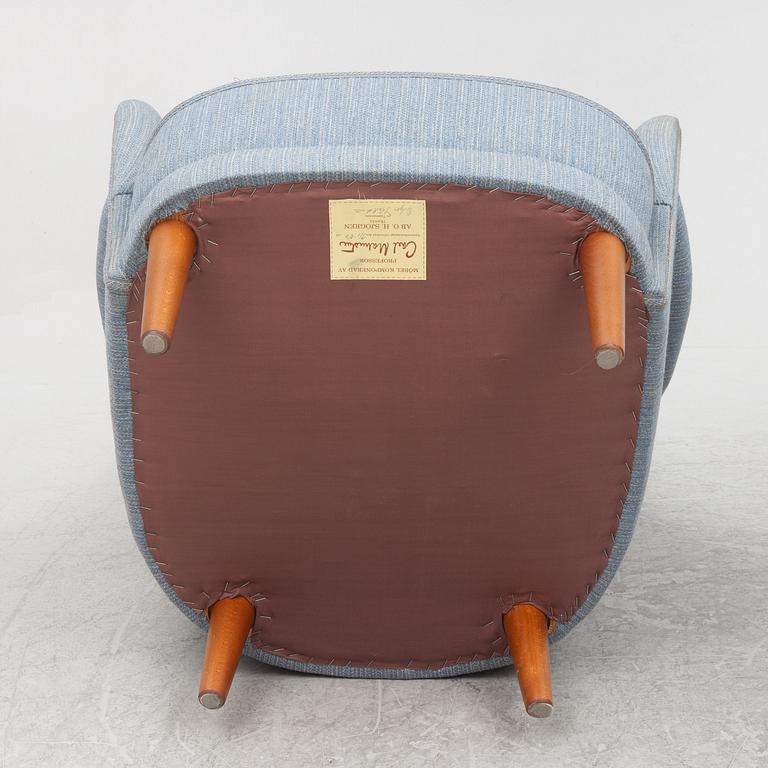 Carl Malmsten, a pair of "Samsas" armchairs, O.H. Sjögren, Sweden, 1987.