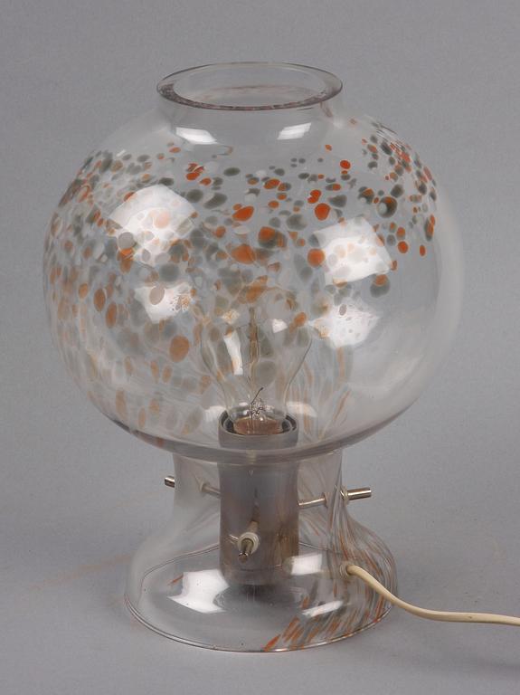 BORDSLAMPA, glas, Orrefors. 1900-tal.