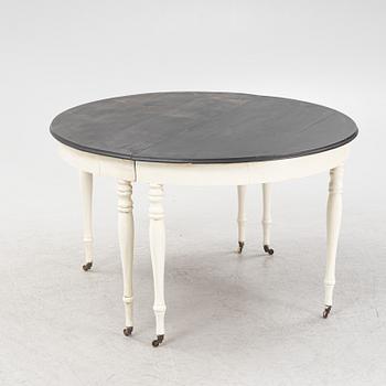 A painted dining table, late 19th Century.