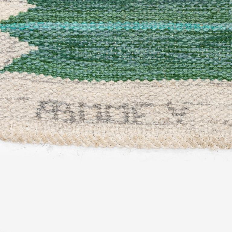 Marianne Richter, a "Rosita, grön" carpet, flat weave, c. 260 x 173 cm, signed AB MMF V MR.