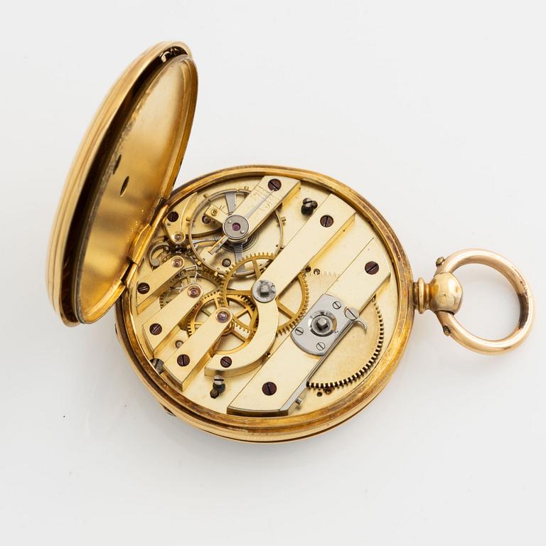 Pocket watches, 2 pcs, 14K/18K gold with Chatelaine.