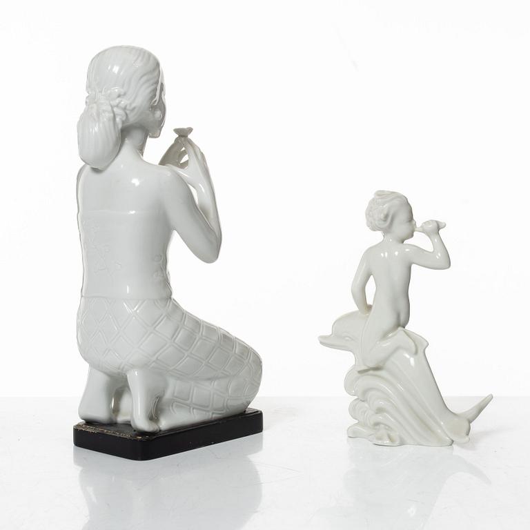 Harald Salomon, Figurines and bowls, 5 pieces, porcelain, Rörstrand.