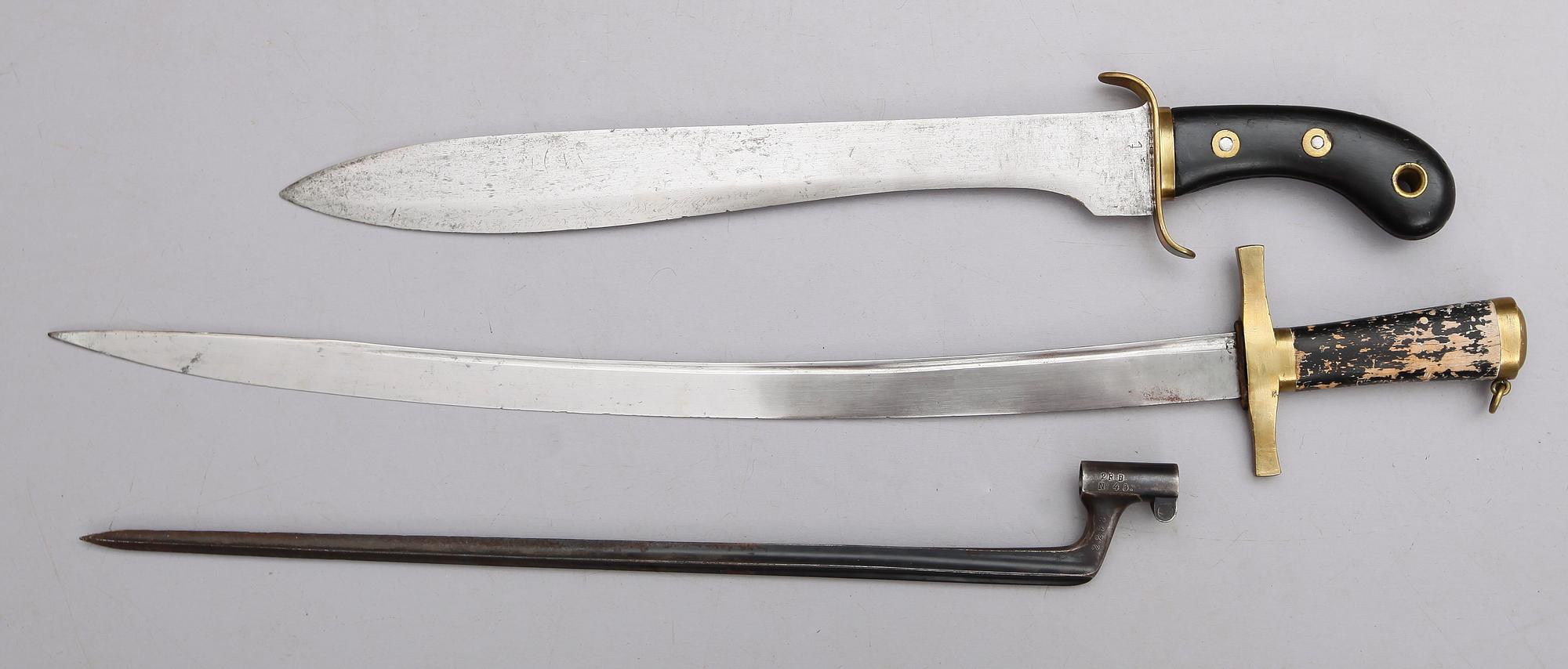 FASKINKNIV, HUGGARE SAMT BAJONETT, 1800-tal.