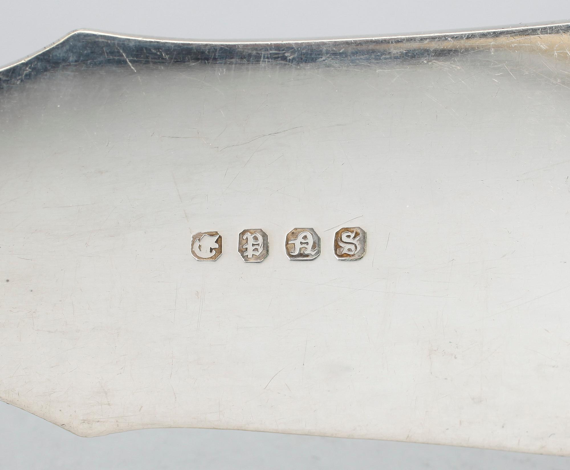 SERVERINGSBESTICK, 2 st, silver, W Yates, Sheffield, 1905.