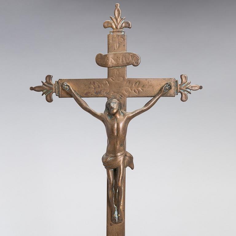 KRUCIFIX, pronssi, todennäköisesti 1600-luku.