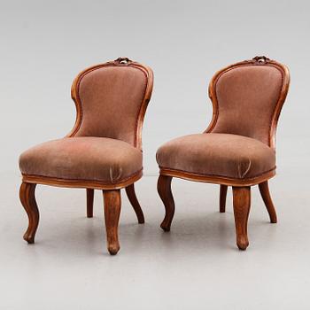 FÅTÖLJER, 1 par, 1800-talets andra hälft.