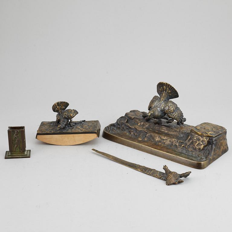 A three piece desk set, circa 1900.