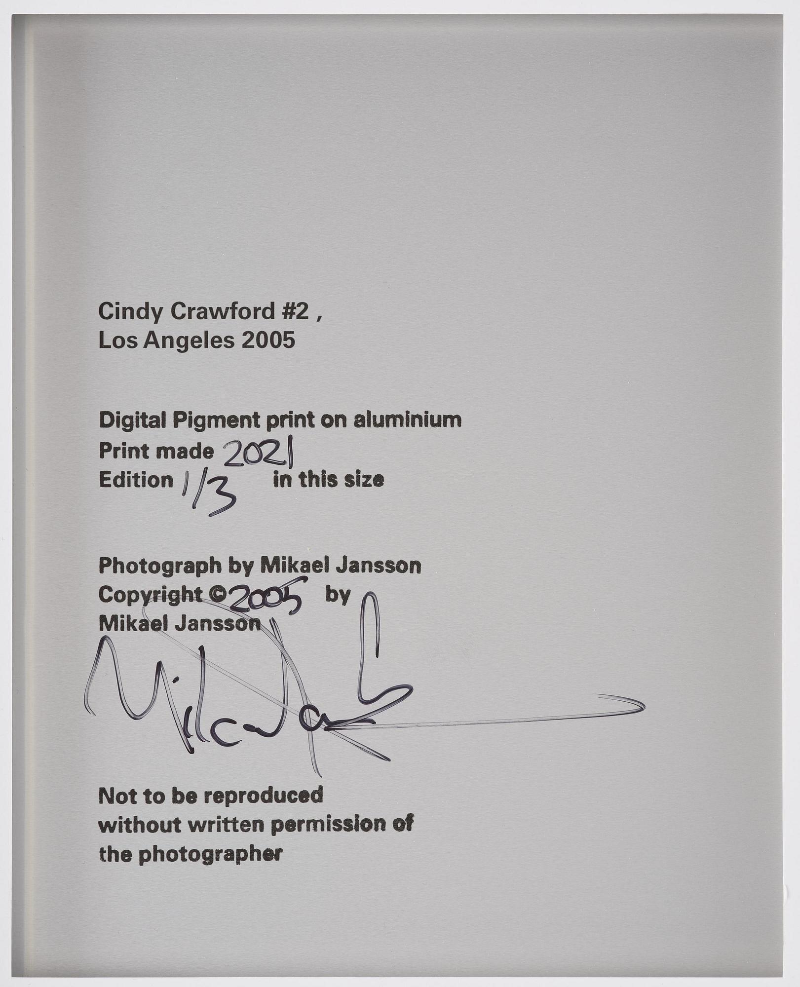 Mikael Jansson, "Cindy Crawford #2, Los Angeles, 2005".