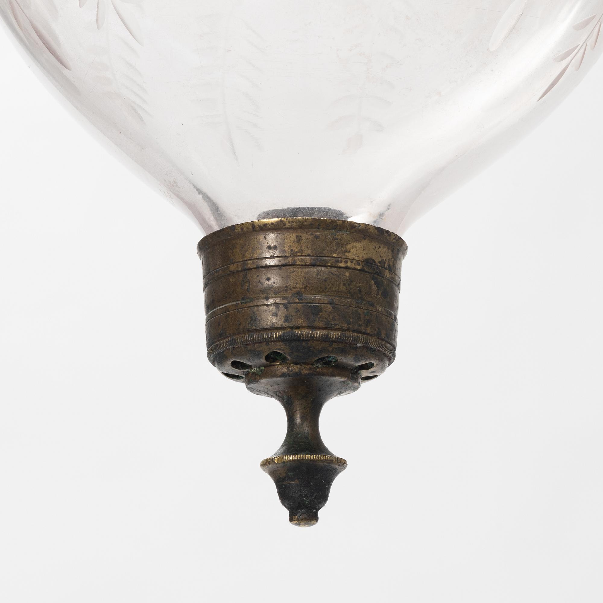 A glass ceiling lantern, around the year 1900.