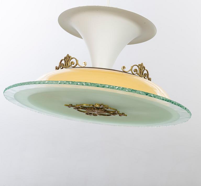 Taklampa art deco, troligen  Böhlmark 1930-tal.