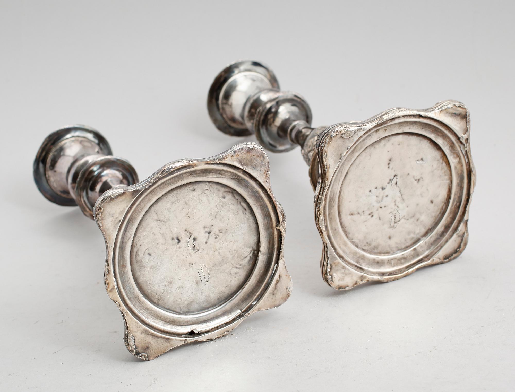 LJUSSTAKAR, 1 par, pläter, Moskva, 1800-talets andra hälft.