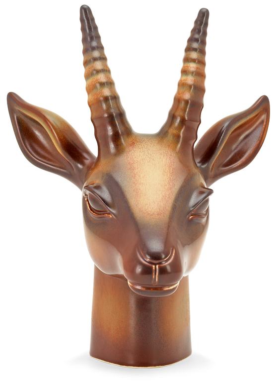 A Gunnar Nylund figure of an antelope's head.
