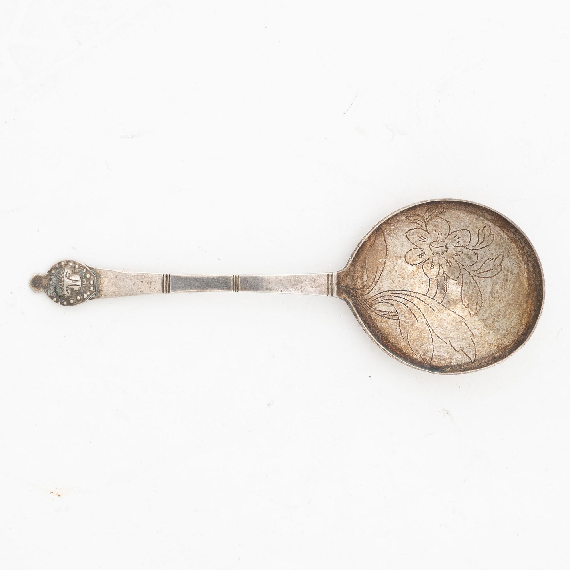 A Swedish silver spoon, marks of Lars Löfgren, Hudiksvall 1793.