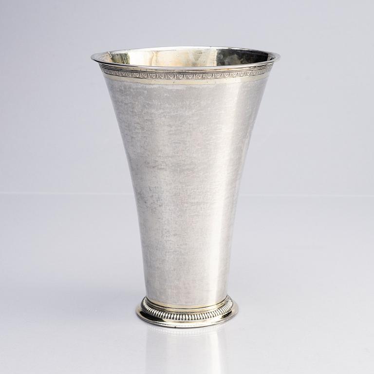 Gustaf Hamnqvist, bägare, delvis förgyllt silver, (verksam 1789-1818), Åmål. Gustaviansk.