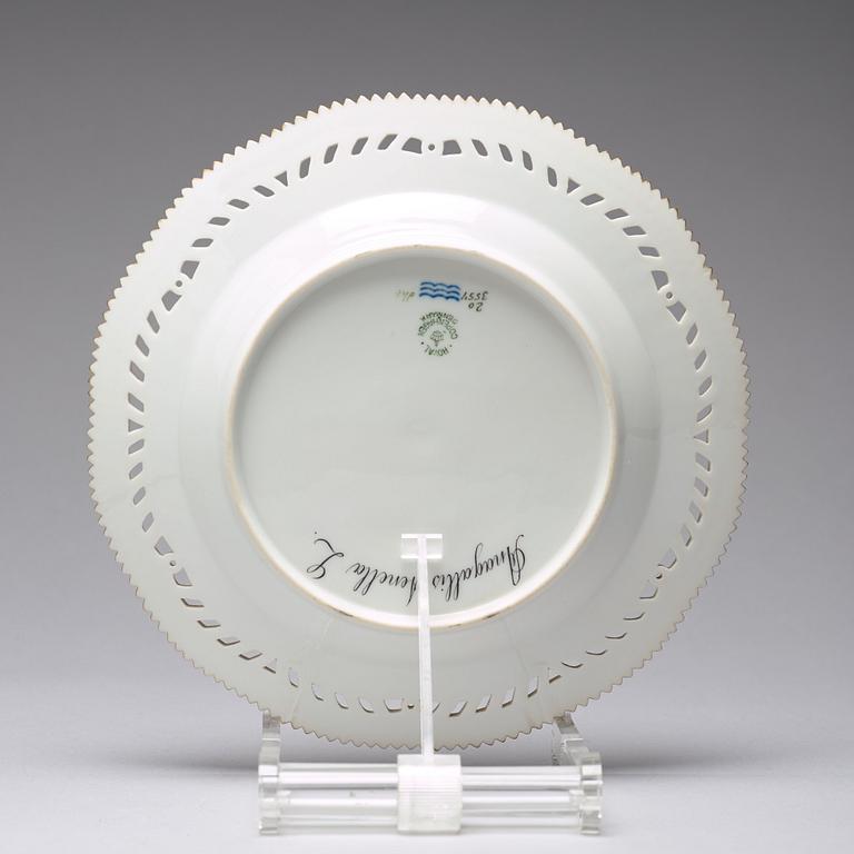 A set of six Royal Copenhagen "Flora Danica" dessert dishes, Denmark, mid 20th Century.