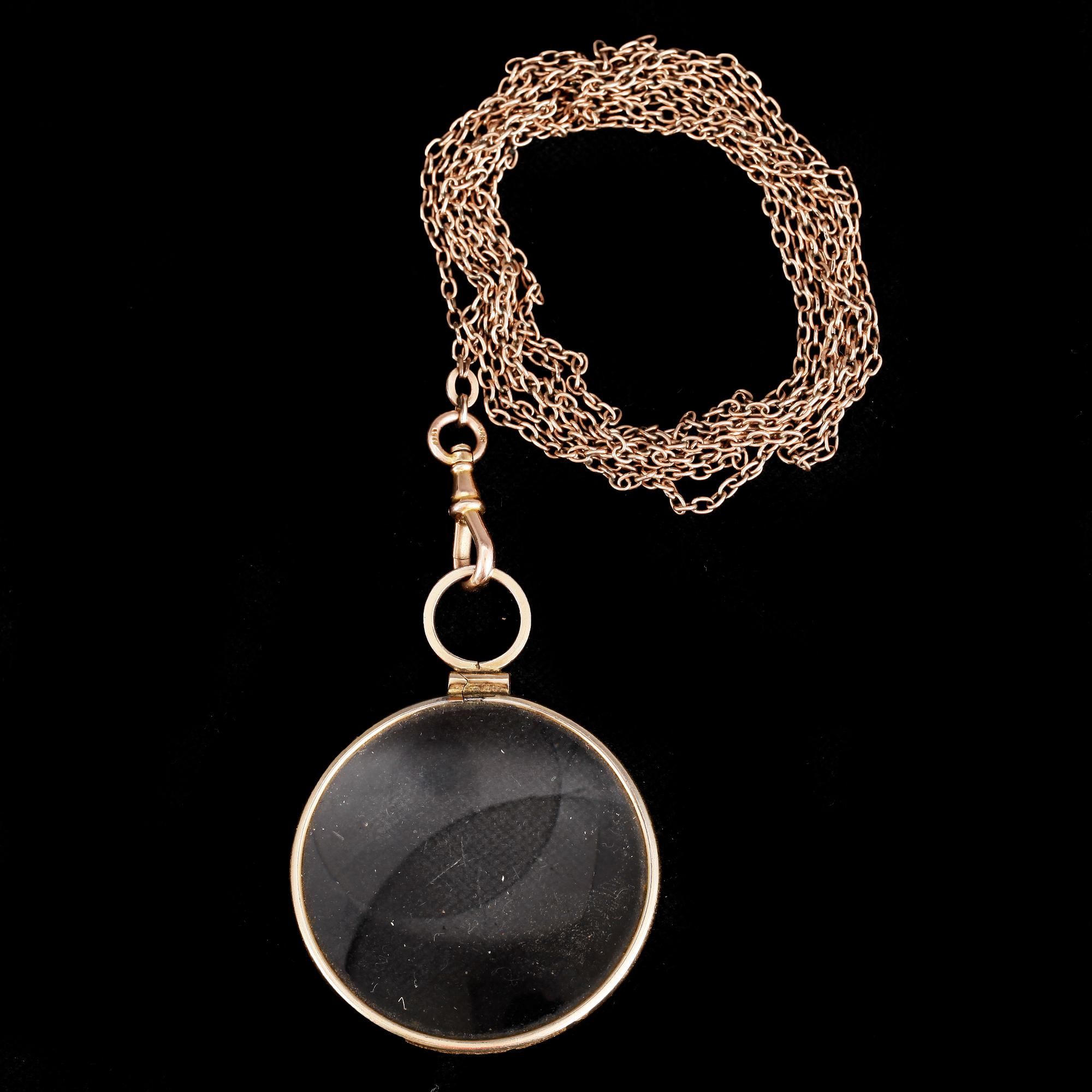 FÖRSTORINGSGLAS,  delvis 14 k guld, 1800-tal.
