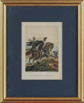FÄRGPLANSCHER, 5st, xylografiska färgtryck utförda av Zamarski, utgivna av N.M. Lindh, Örebro, 1800-tal.