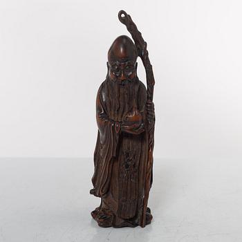 A Chinese Shoulao bamboo figure, Qing dynasty (1644-1912).