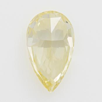 Oinfattad droppslipad gul diamant, 0.50 ct, medföljande GIA report.