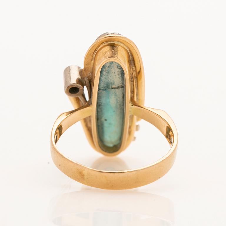 Ring, 18k med turmalin och briljant, Anders Molin Ädelsmedja, 1991.