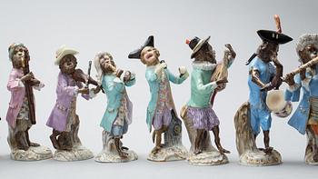 FIGURINER, 10 stycken, porslin. Meissen, sent 1800-tal.