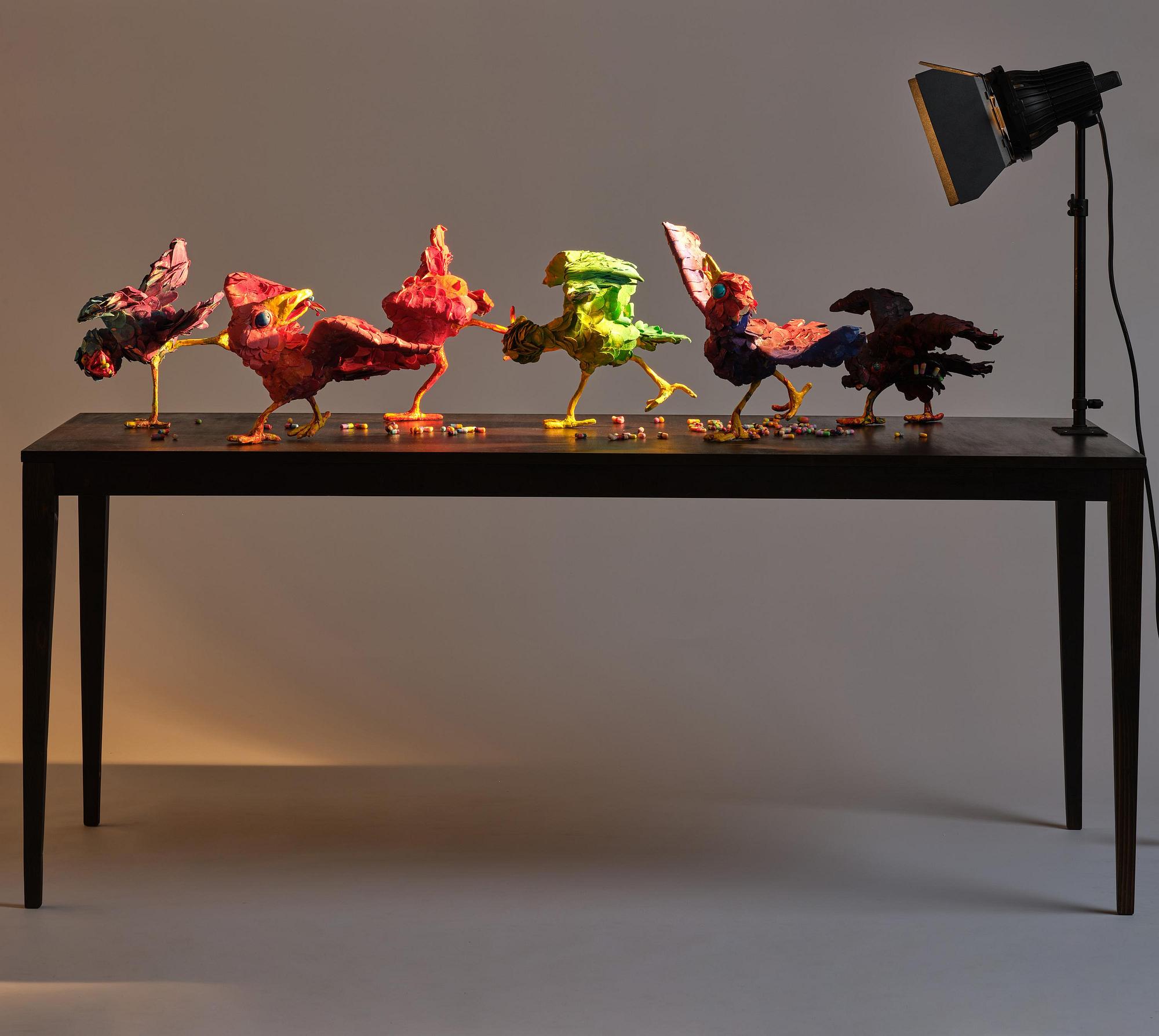 Nathalie Djurberg & Hans Berg, "A Thief Caught in the Act (Flock of Birds)".