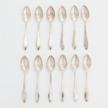 Bestickuppsättning för 12, totalt 108 delar, silver, Warszawa, Polen 1931-1963.