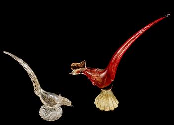 FIGURINER, 2 st, glas, Murano, Italien, 1900-talets andra hälft.